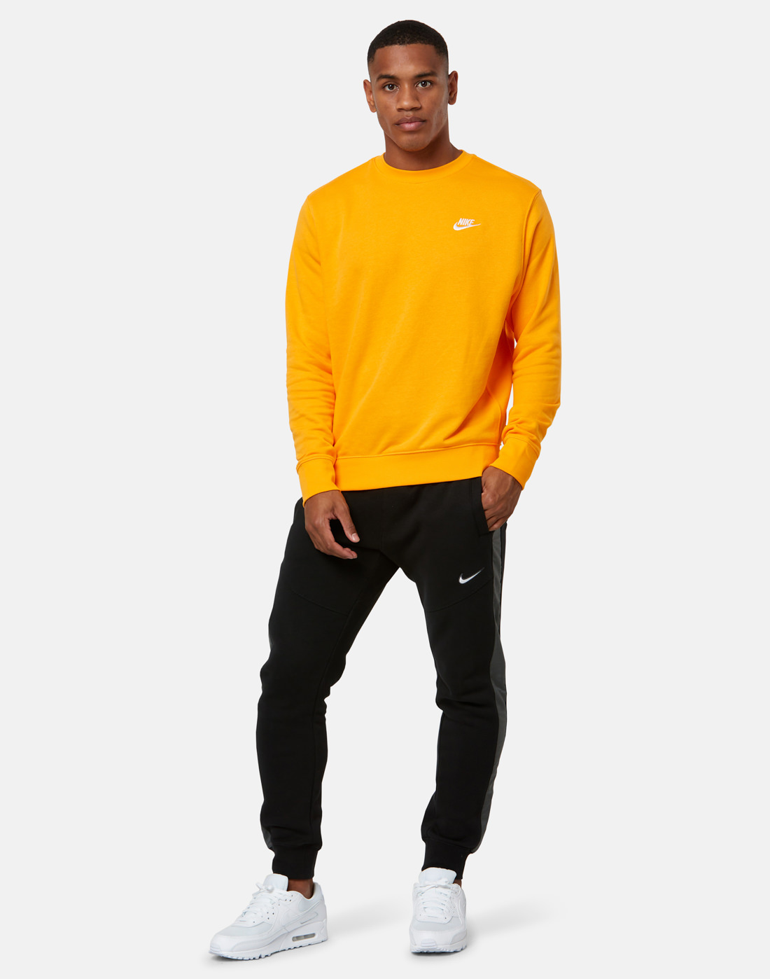 Nike Mens Club Fleece Crew Neck Sweatshirt - Orange | Life Style Sports IE