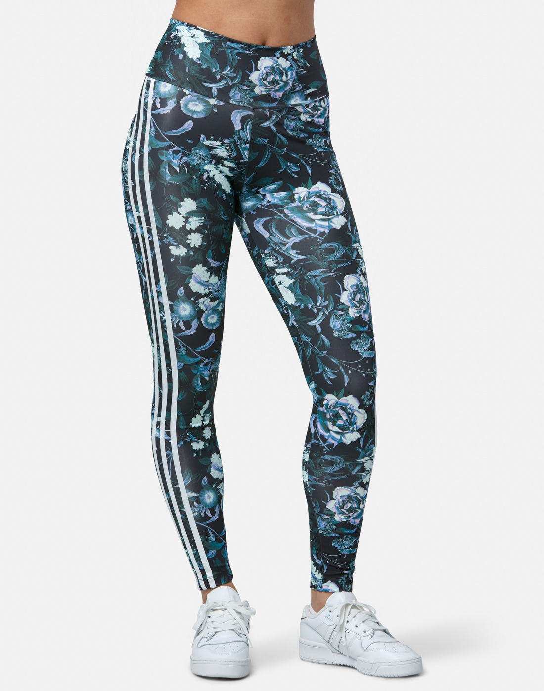 adidas Originals Womens 3 Stripes Floral Leggings - Black