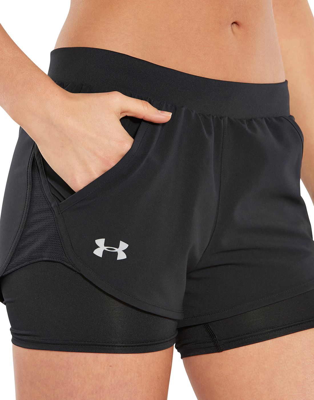 Download Women's Black Under Armour 2 in 1 Shorts | Life Style Sports
