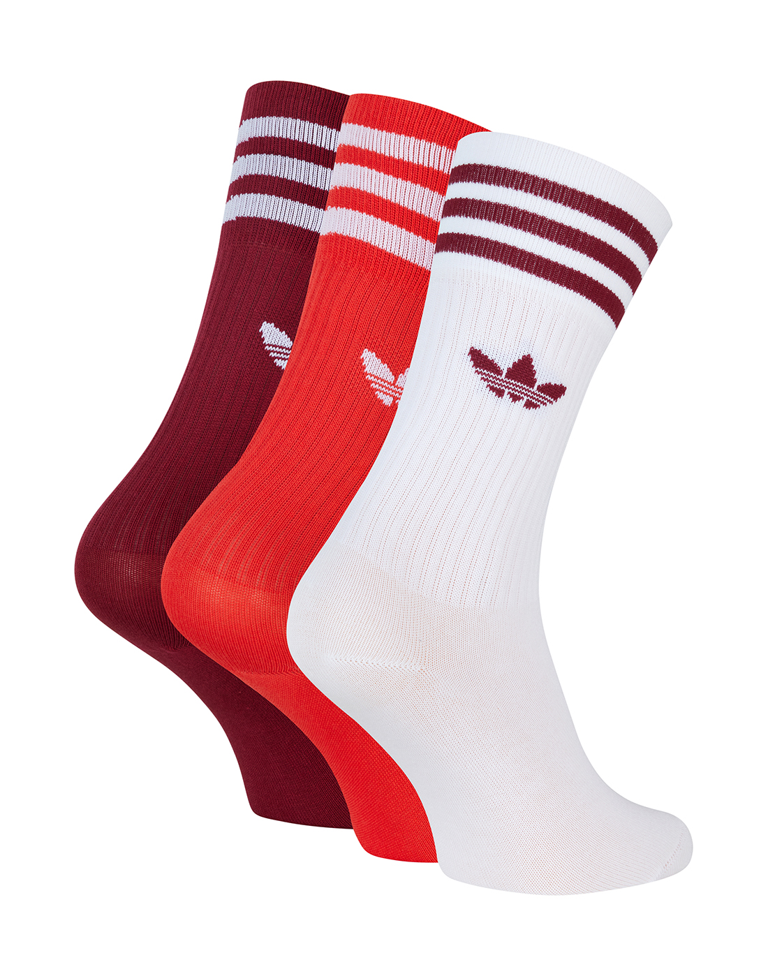 adidas Originals Solid 3 Pack Crew Socks - Red | Life Style Sports IE