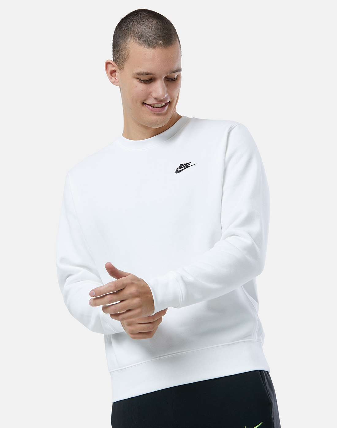 Nike Mens Club Fleece Crew Neck Sweatshirt - White | Life Style Sports IE