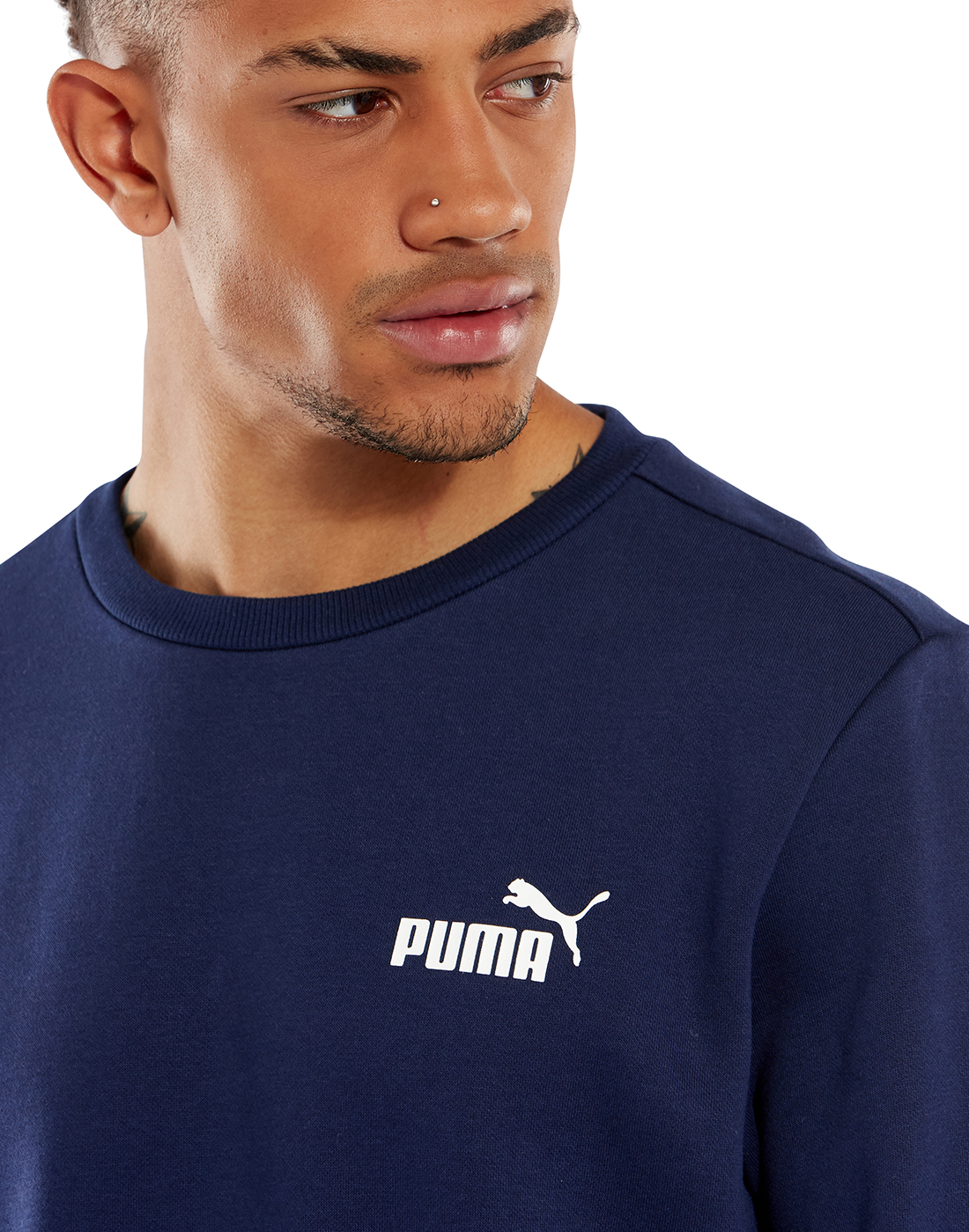 Puma Mens Logo Crew Neck Sweatshirt - Navy | Life Style Sports EU