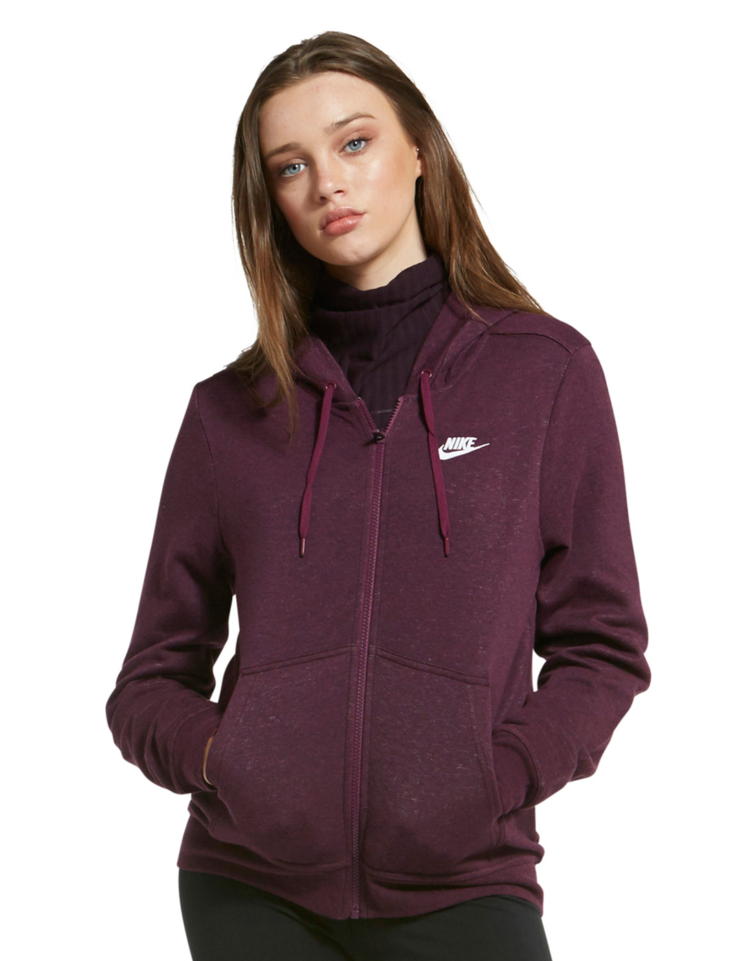 Download Nike Womens Full Zip Hoodie | Burgundy | Life Style Sports