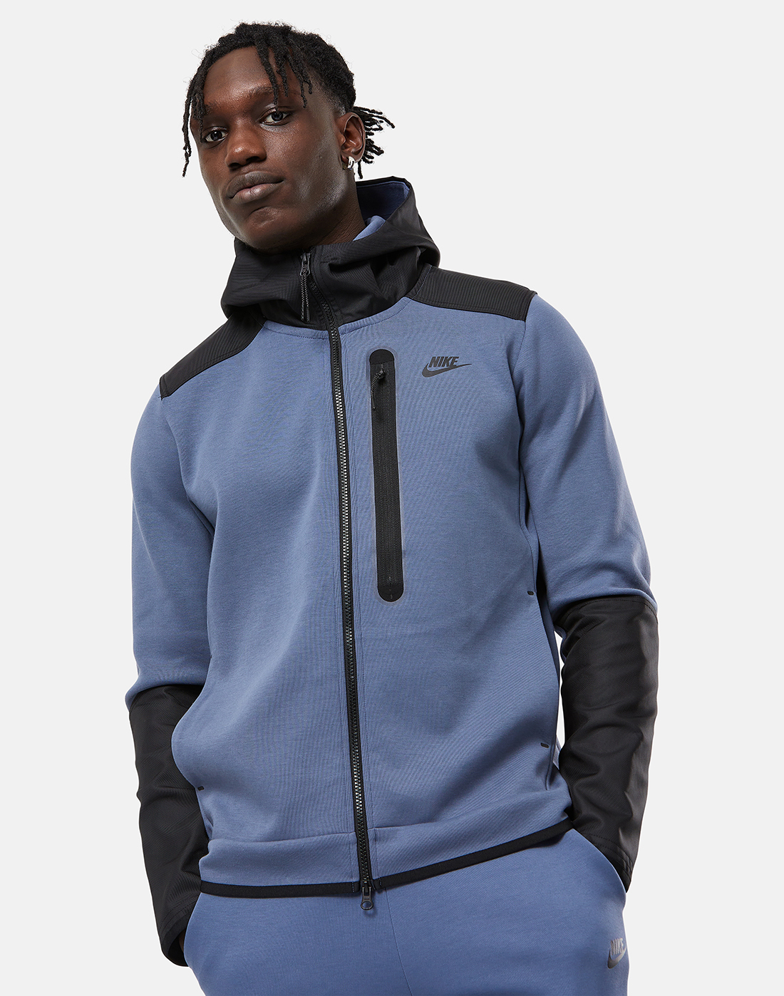 Nike Mens Tech Fleece Overlay Full Zip Hoodie - Grey | Life Style Sports UK