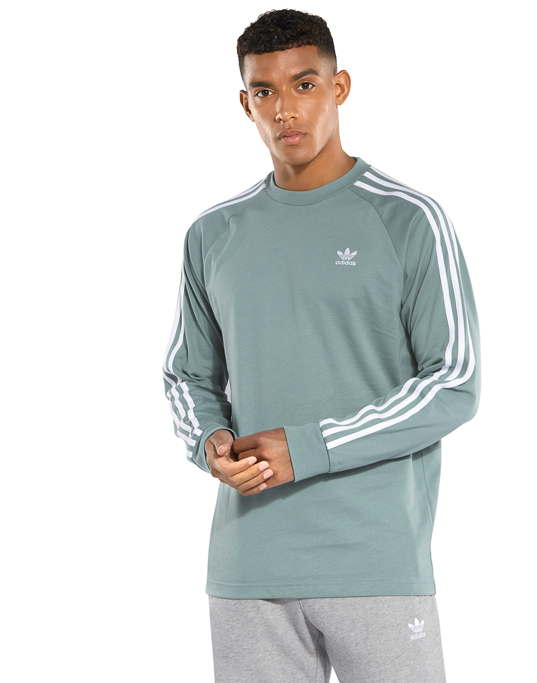 Men's Green Long Sleeve adidas Originals T-Shirt | Life Style Sports