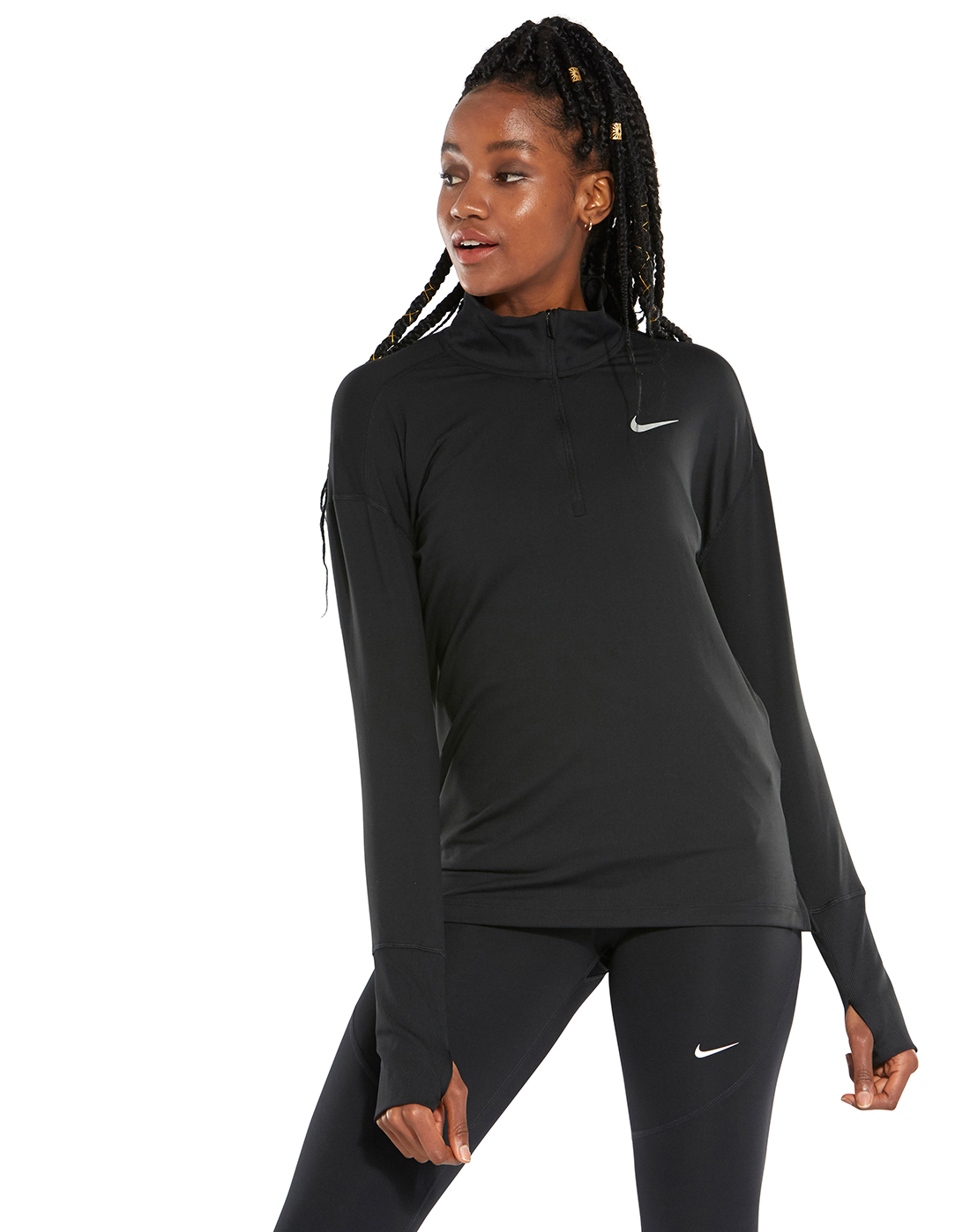 black nike zip top