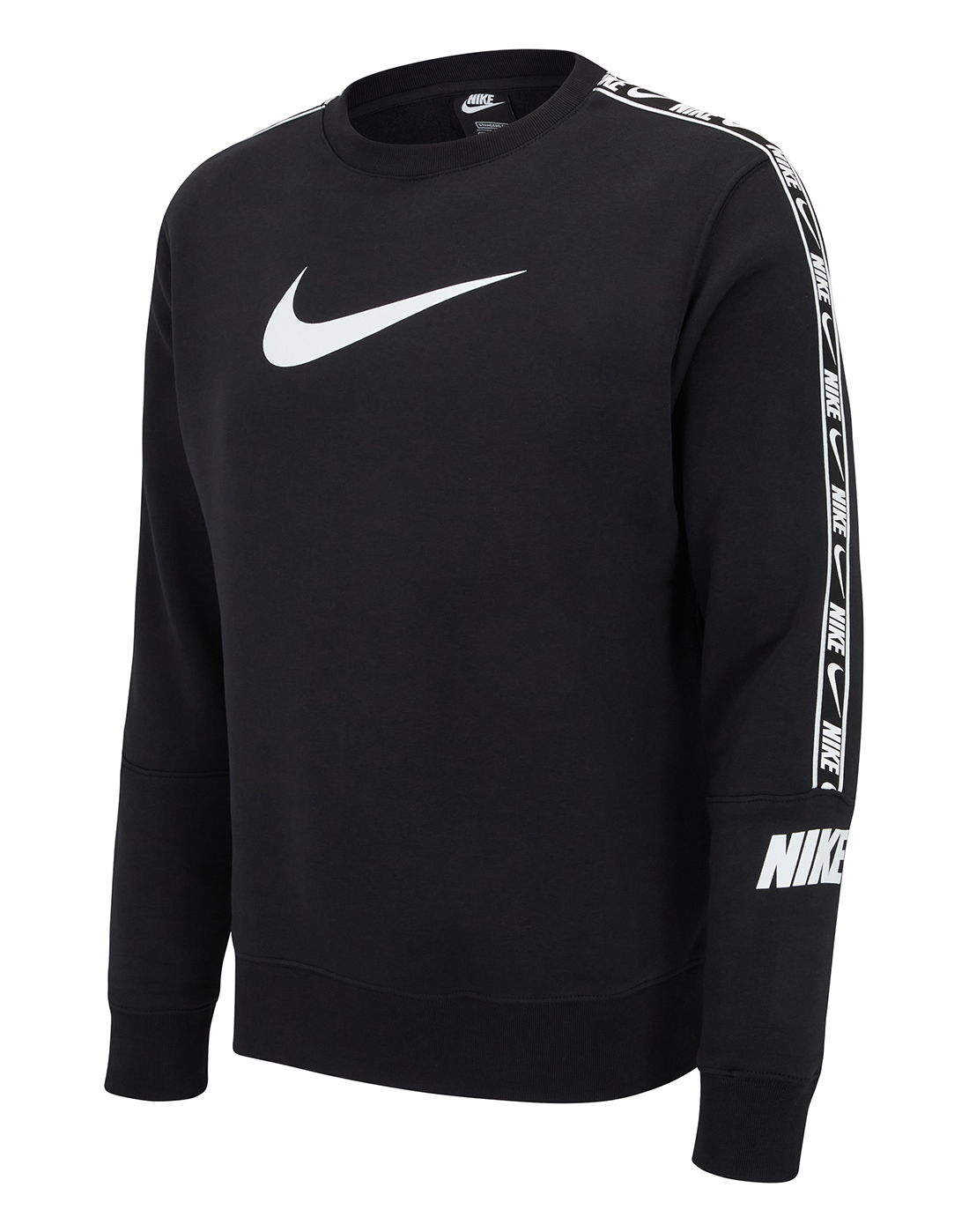 Nike Mens Repeat Fleece Taping Crew Neck Sweatshirt - Black | Life ...