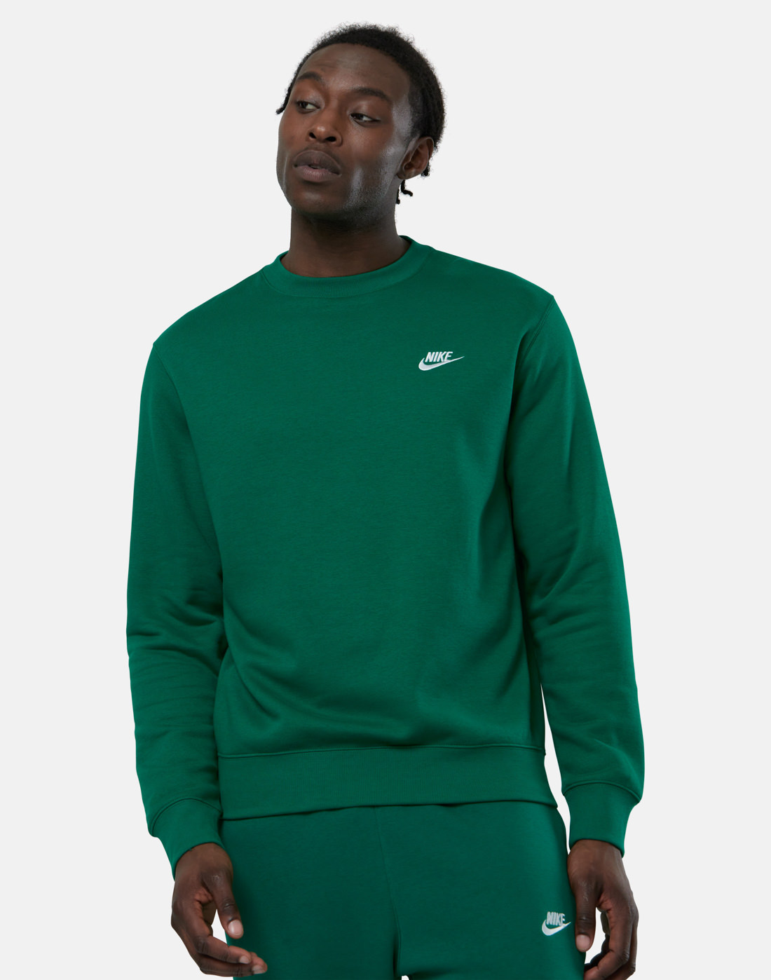 Nike Mens Club Fleece Crew Neck Sweatshirt - Green | Life Style Sports IE