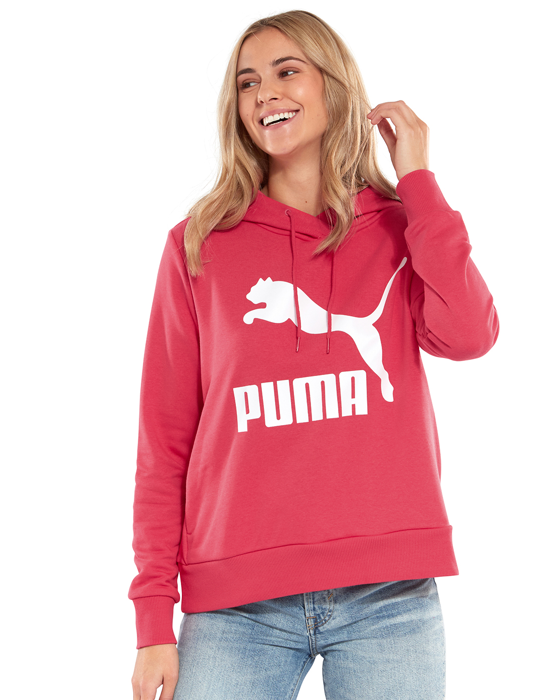Puma Womens Classics Logo Hoodie - Pink | Life Style Sports UK