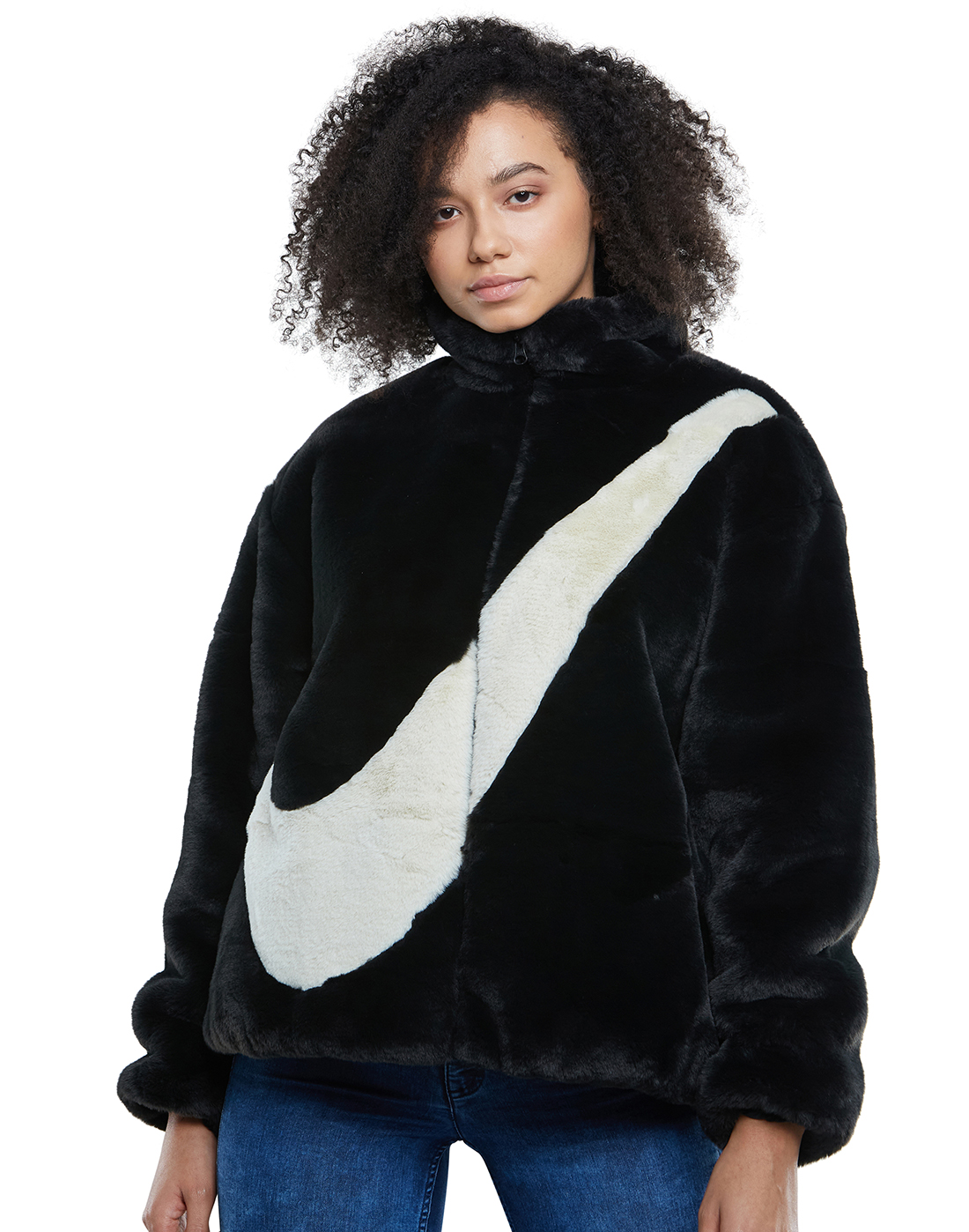 Nike Womens Faux Fur Jacket - Black | Life Style Sports EU