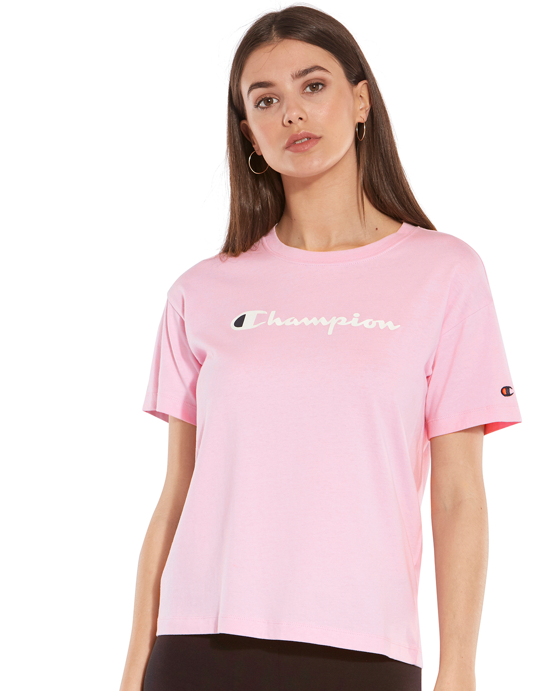pink champion t shirt women's