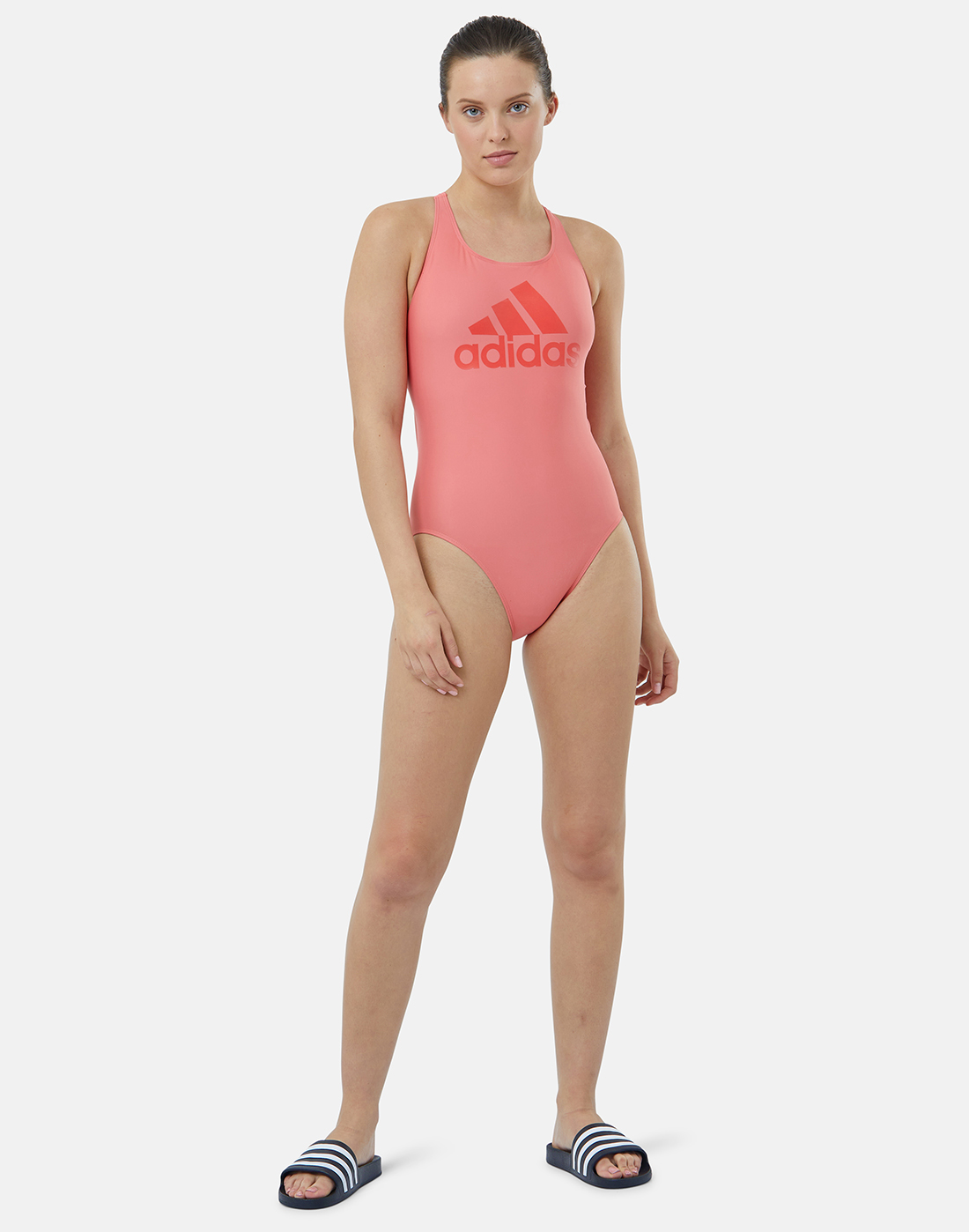 adidas Womens BOS 3 Stripes Swimsuit - Red