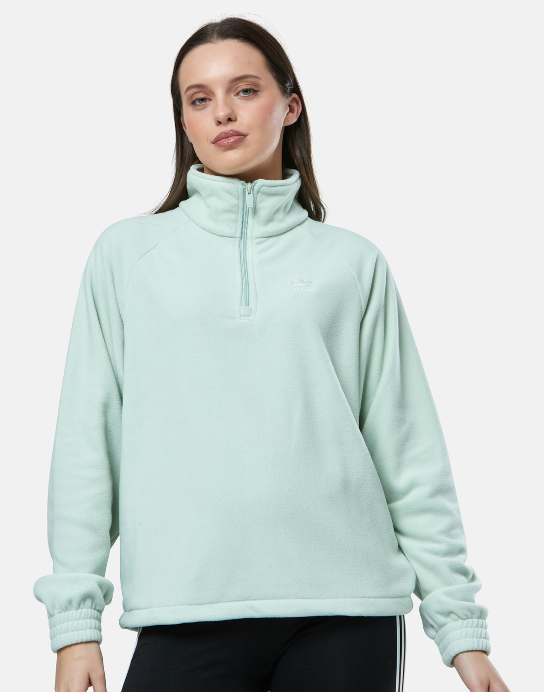 adidas Originals Womens Polar Fleece Quarter Zip Top - Green | Life ...