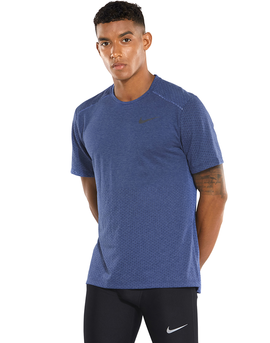 Men's Blue Nike Breathe Rise Running T-Shirt | Life Style Sports
