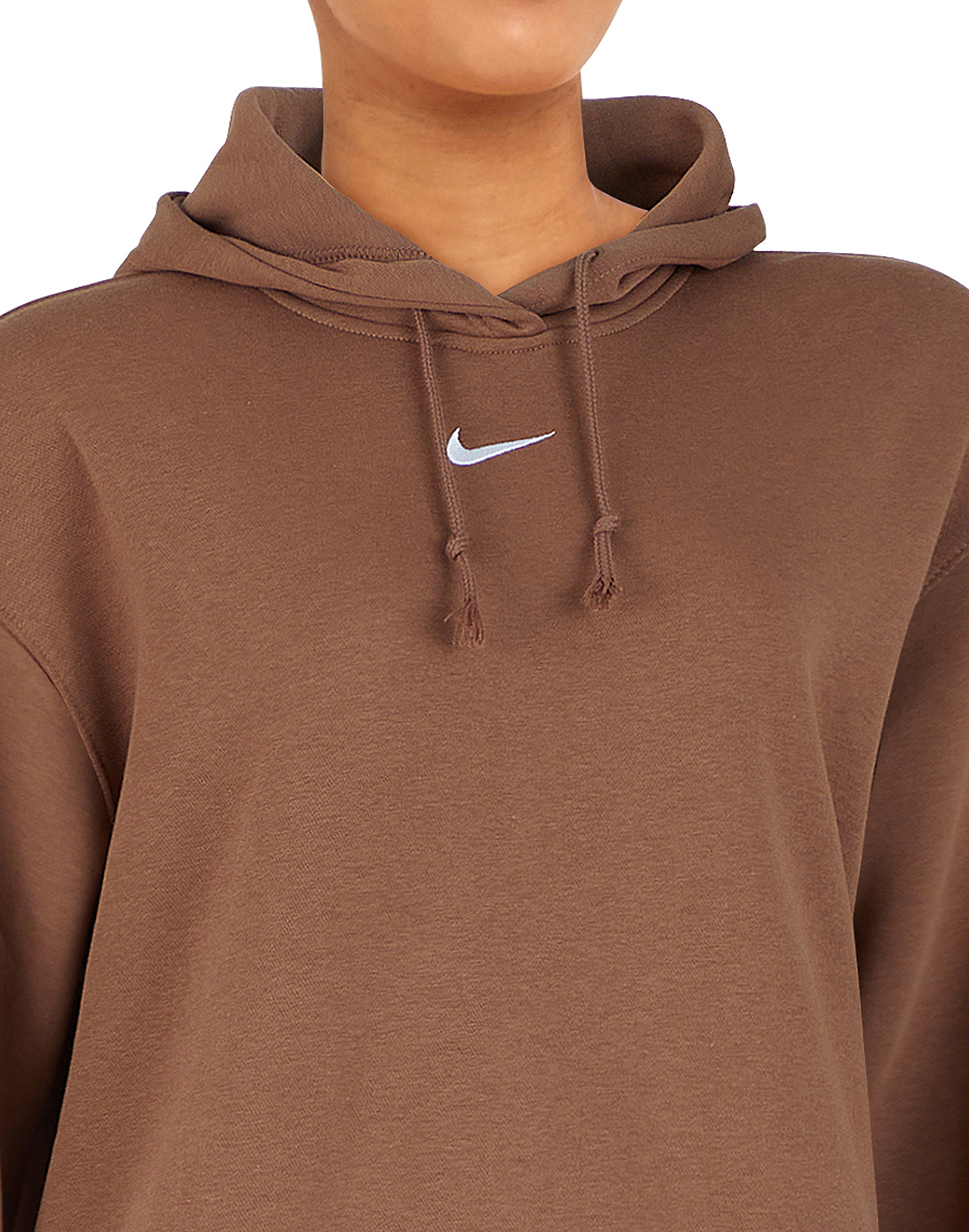 Nike Womens Essential Fleece Hoodie Brown Life Style Sports IE