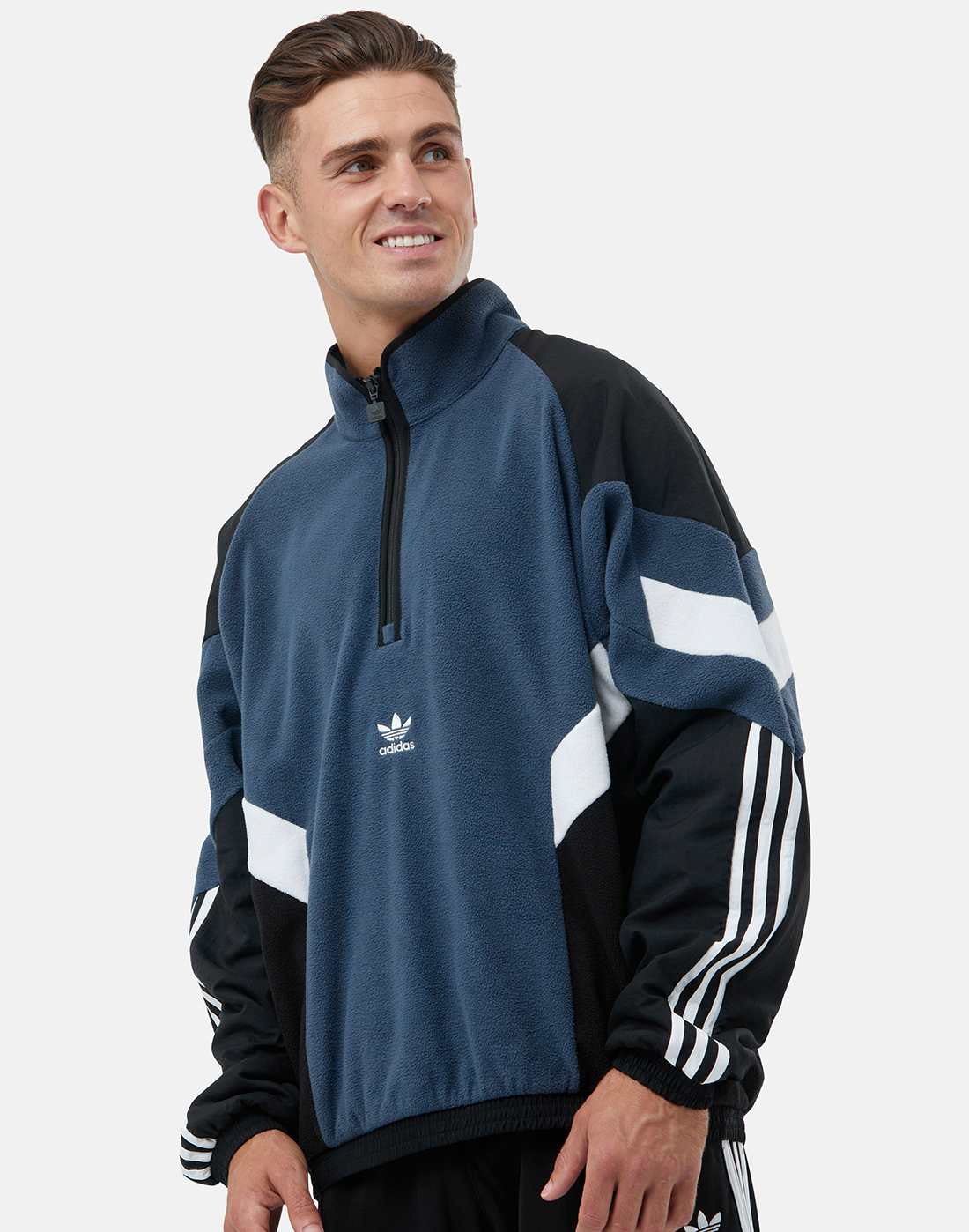 adidas Originals Mens Rekive Polar Fleece Half Zip Top - Blue | Life Sports IE