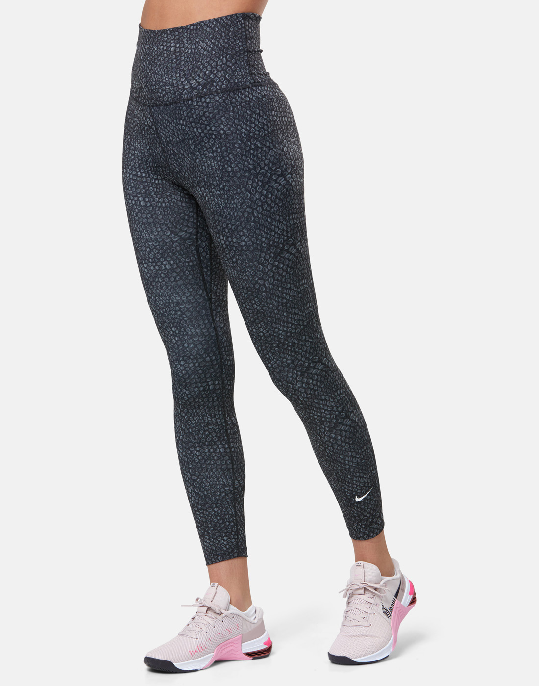 Nike Womens One High Rise 7/8 All Over Print Leggings - Black