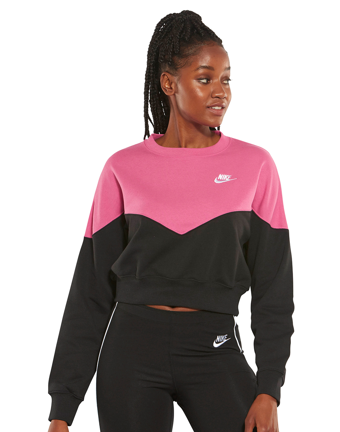 Women's Pink & Black Nike Cropped Sweatshirt | Life Style Sports