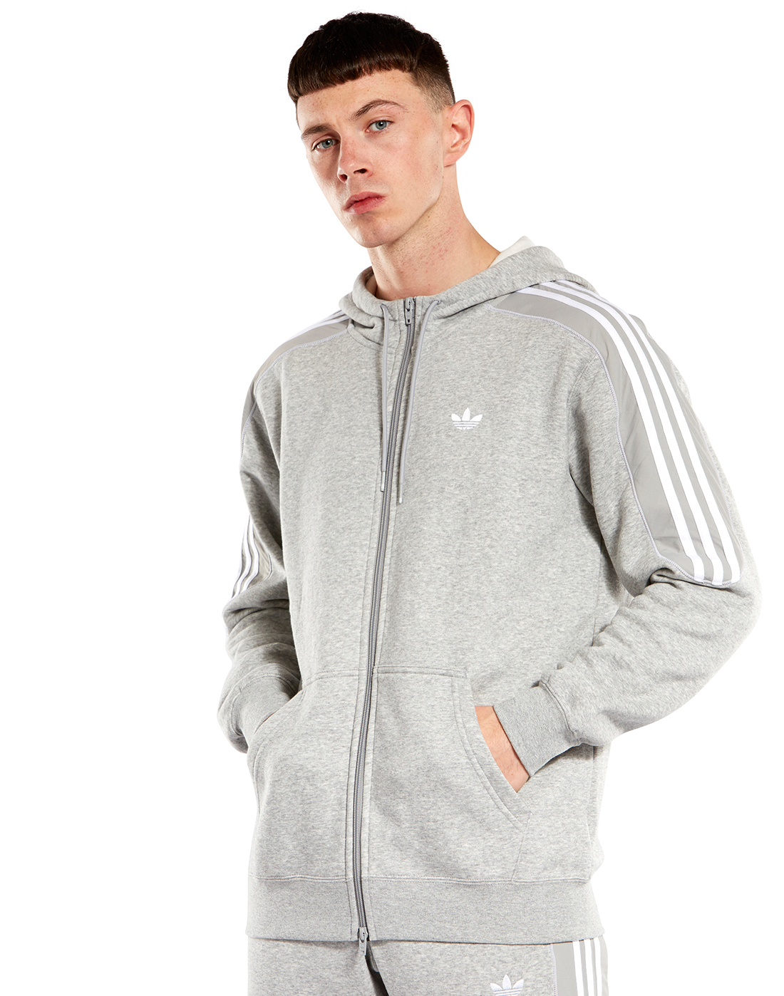 white and grey adidas jacket