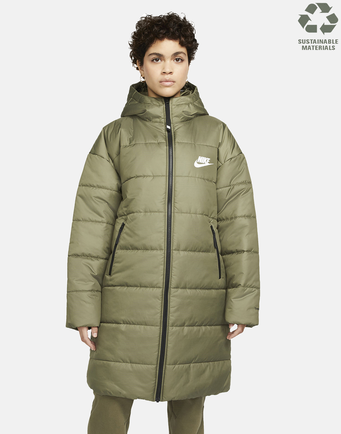 Nike Womens Therma Fit Repel Classic Hooded Parka Jacket - Green | Life ...