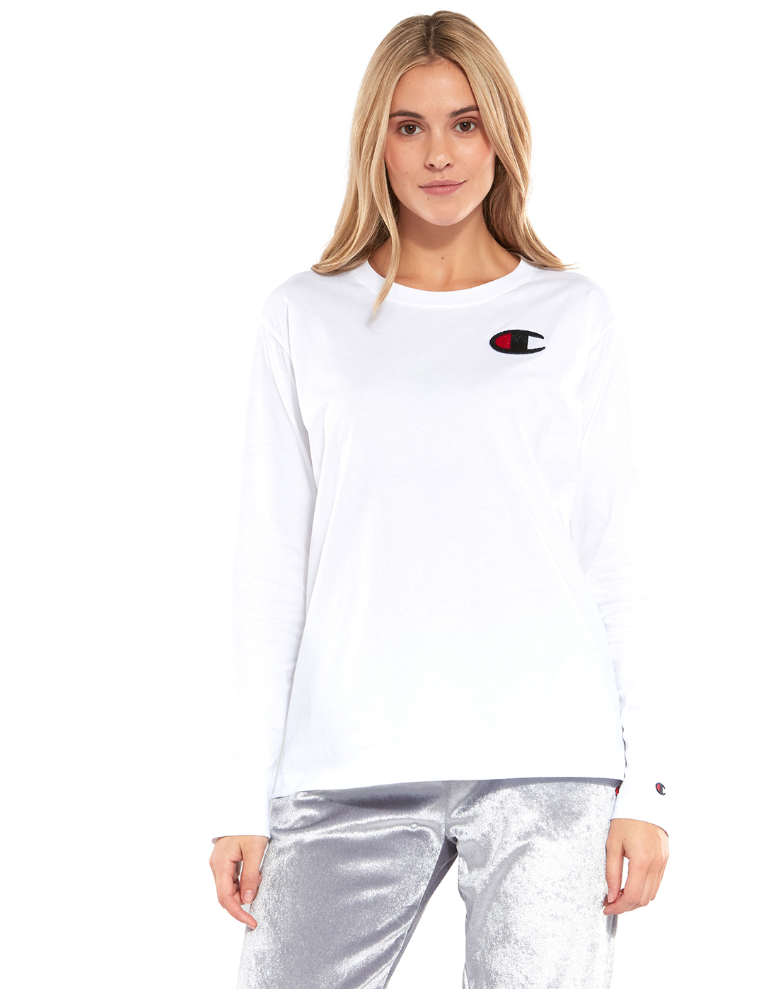 Champion Womens Long Sleeve T-Shirt - White | Life Style Sports EU