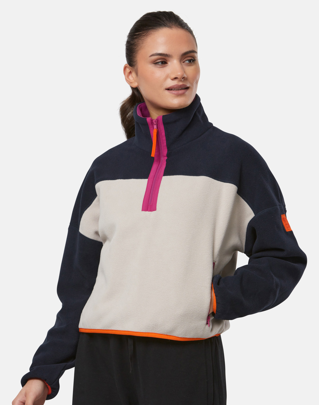 Gym+Coffee Womens Half Zip Polar Fleece - Brown