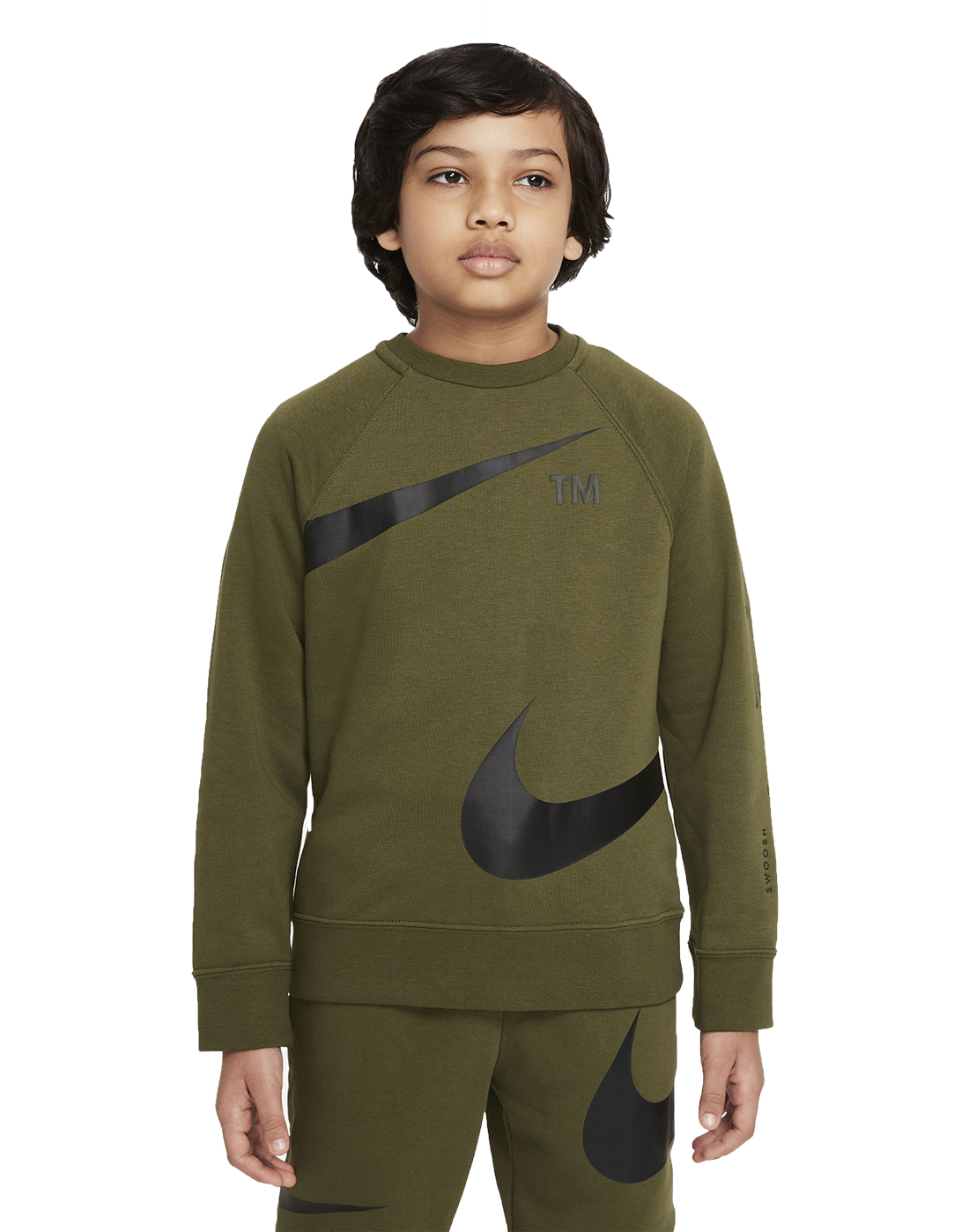 Nike Older Boys Fleece Swoosh Crew Neck Sweatshirt - Green | Life Style ...