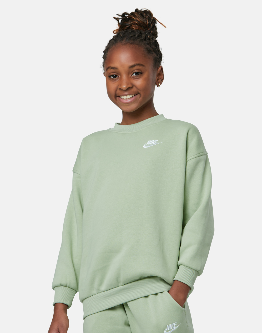 Nike Older Girls Club Fleece Oversized Crew Neck Sweatshirt