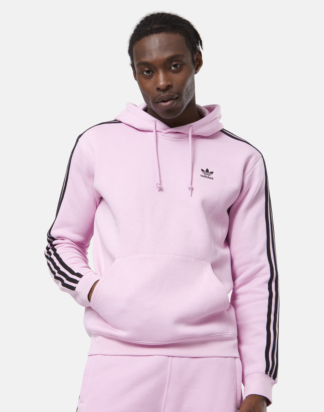 adidas Originals Mens 3 Stripe Hoodie - Pink | Life Style Sports IE