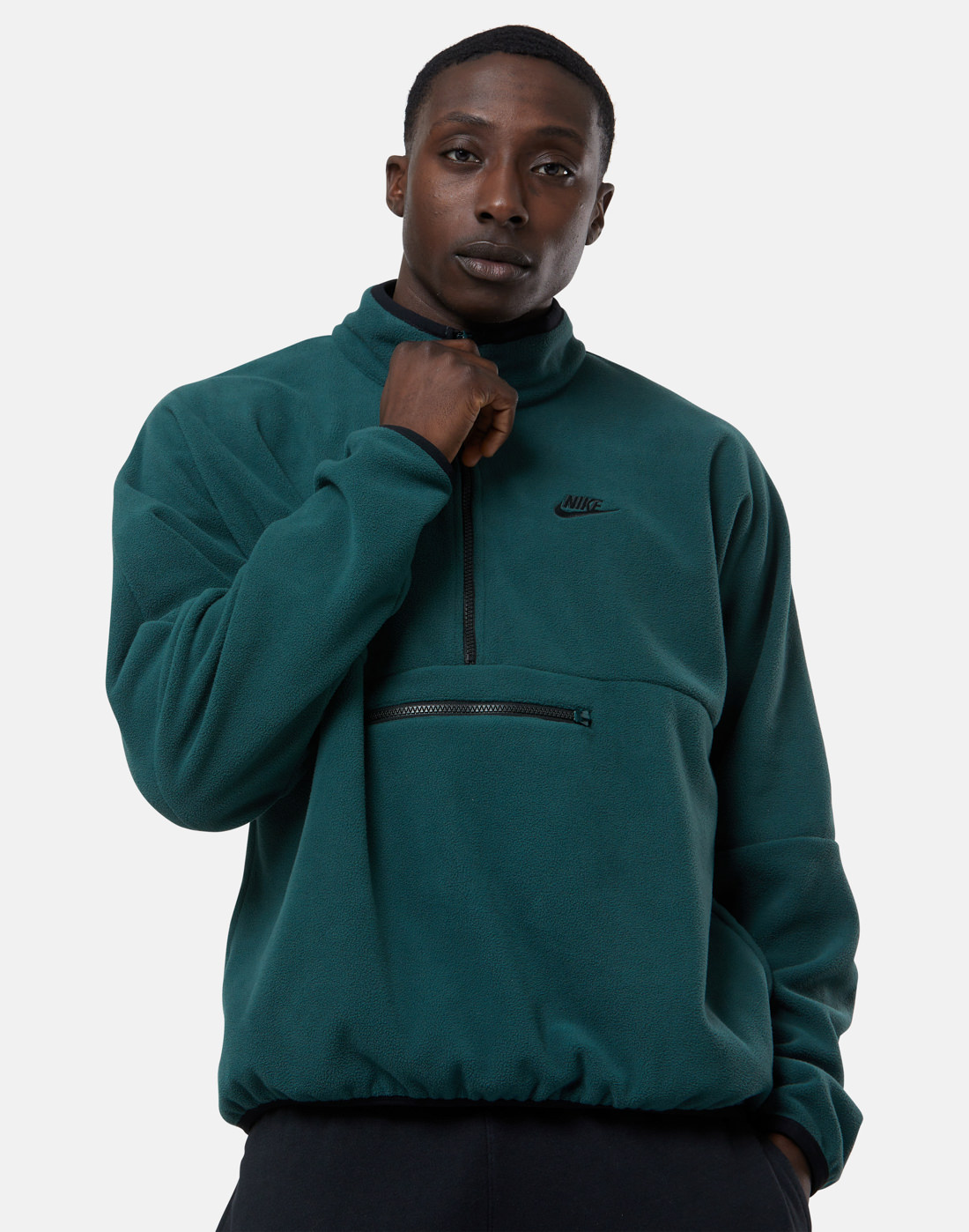 Nike Mens Club+ Half Zip Polar Fleece - Green | Life Style Sports IE