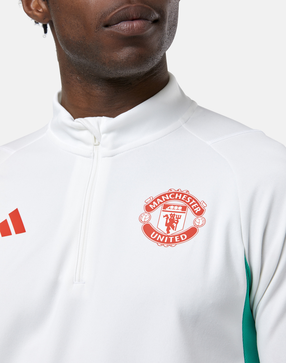 adidas Adults Manchester United Training Half Zip Top - White | Life ...
