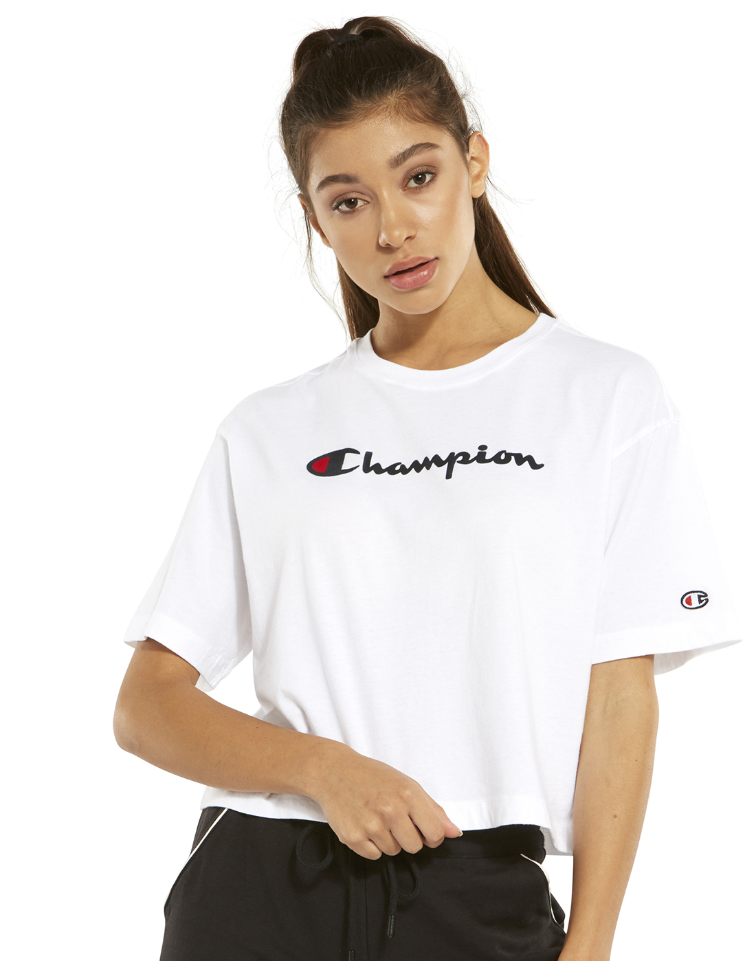 champion logo t shirts women's