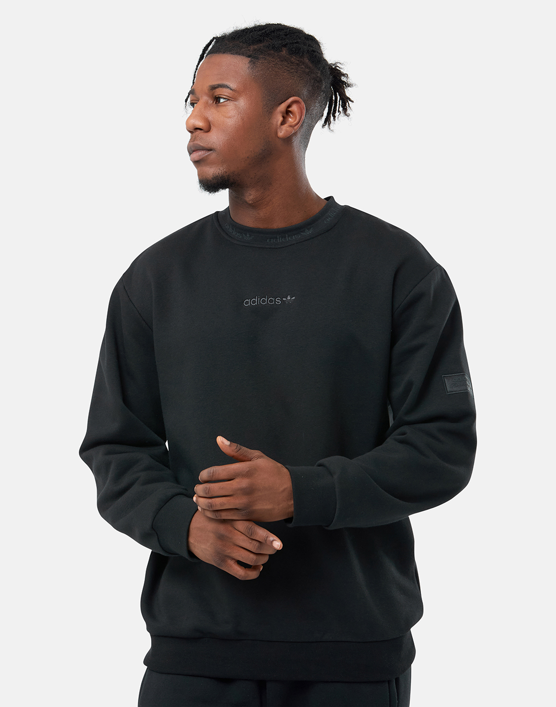 contrast Beginner ongebruikt adidas Originals Mens Trefoil Linear Label Crew Neck Sweatshirt - Black |  Life Style Sports EU