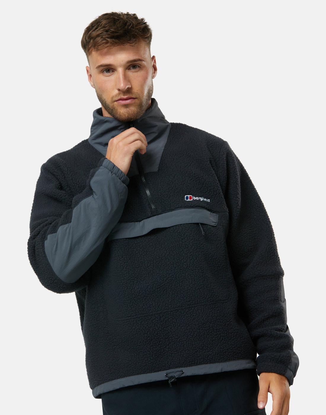 Berghaus Mens Oversized Fleece Half Zip Top - Black | Life Style Sports IE