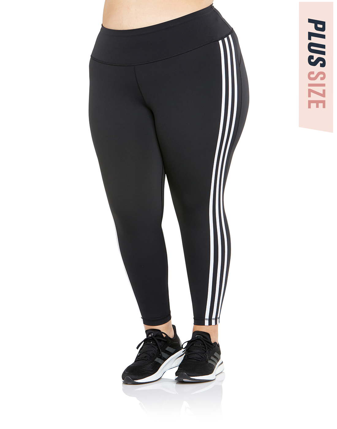 adidas Womens Believe This 3-Stripe Plus Leggings - Black