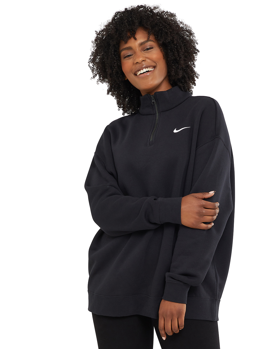 nike quarter zip black womens