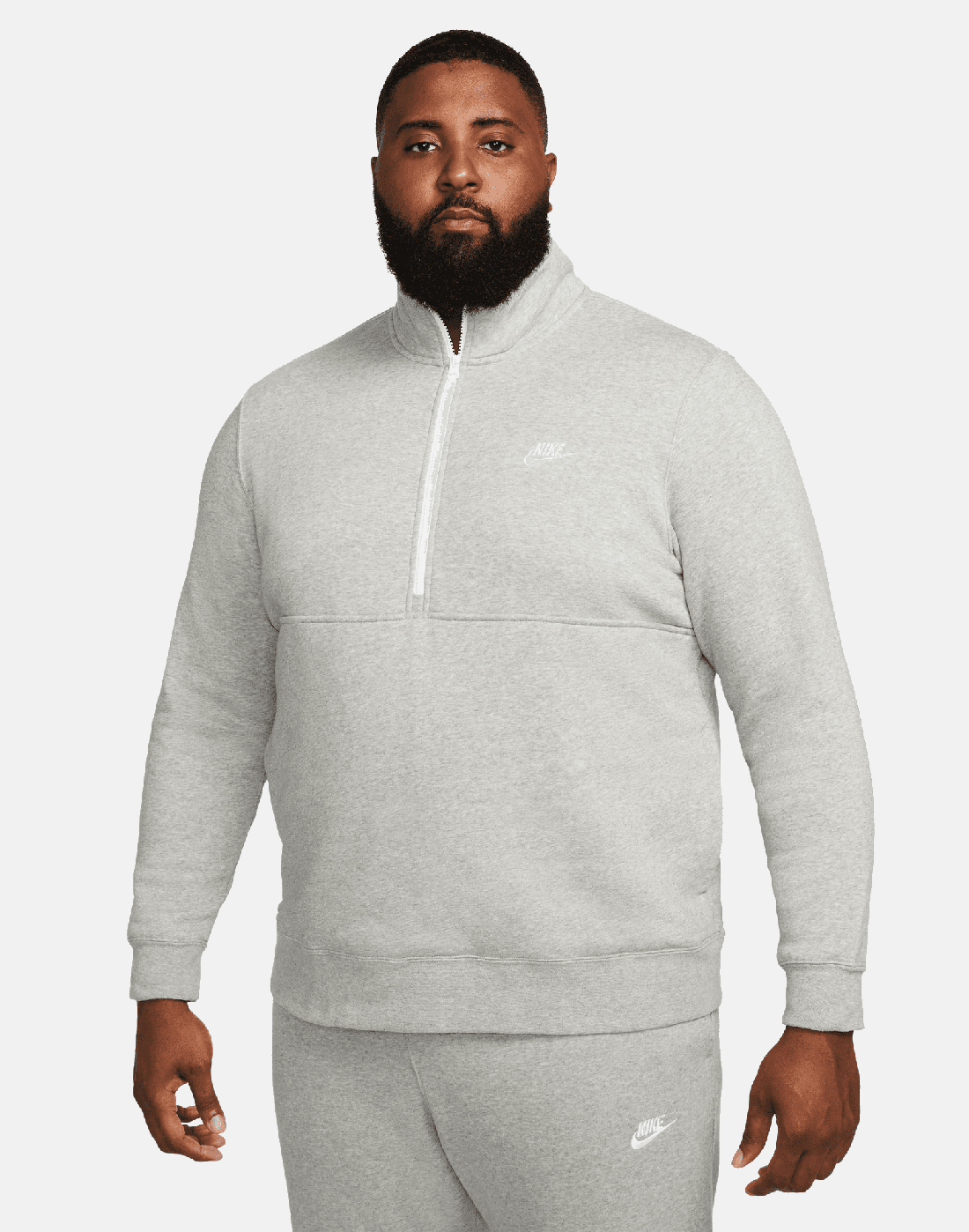 Nike Mens Club Fleece Half Zip Top - Grey | Life Style Sports UK