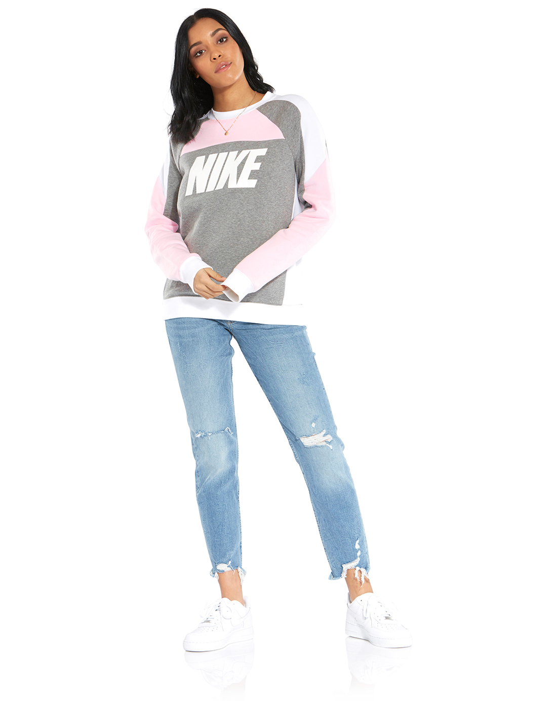 Download Women's Grey & Pink Nike Fleece Sweatshirt | Life Style Sports