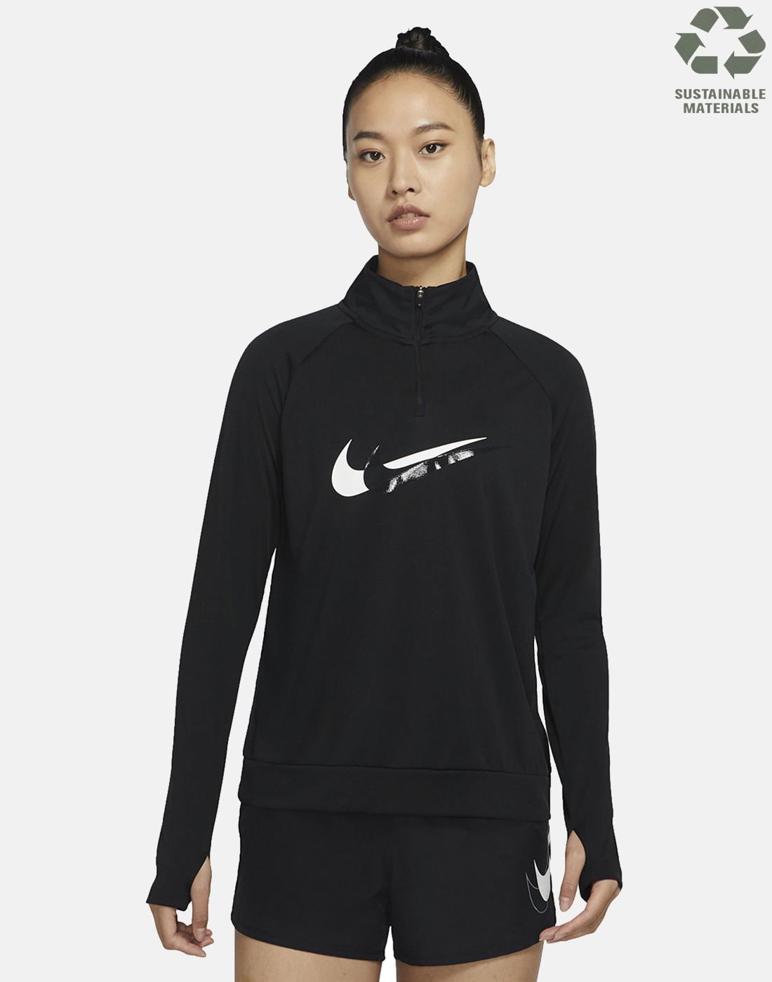 Nike Womens Swoosh Dri Fit Half Zip Midlayer Top - Black | Life Style ...