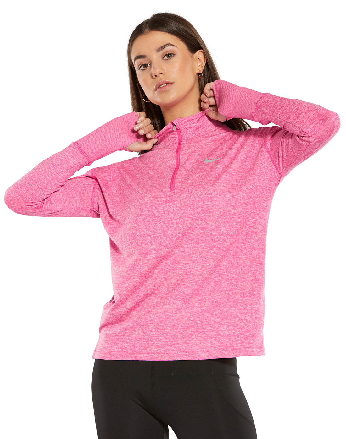 nike pink element half zip top