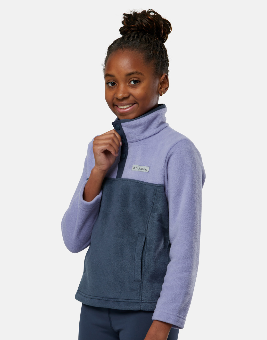 Columbia Older Girls Steens Mountain Quarter Snap Fleece - Purple