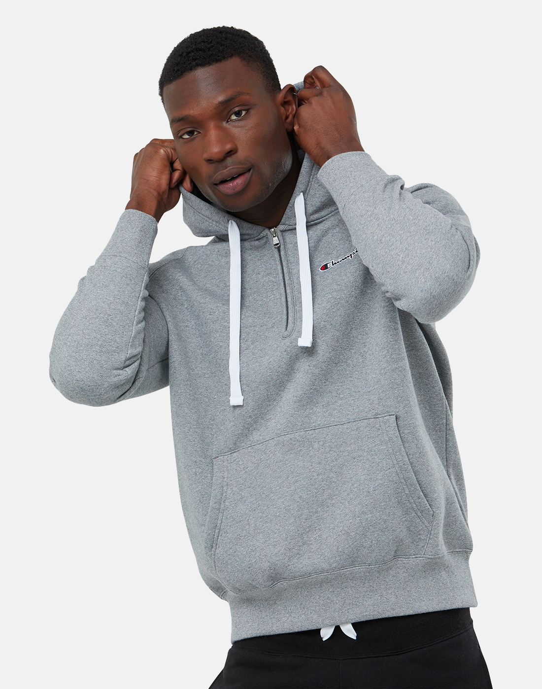 Champion Mens Rochester Half Zip Hoodie - Grey