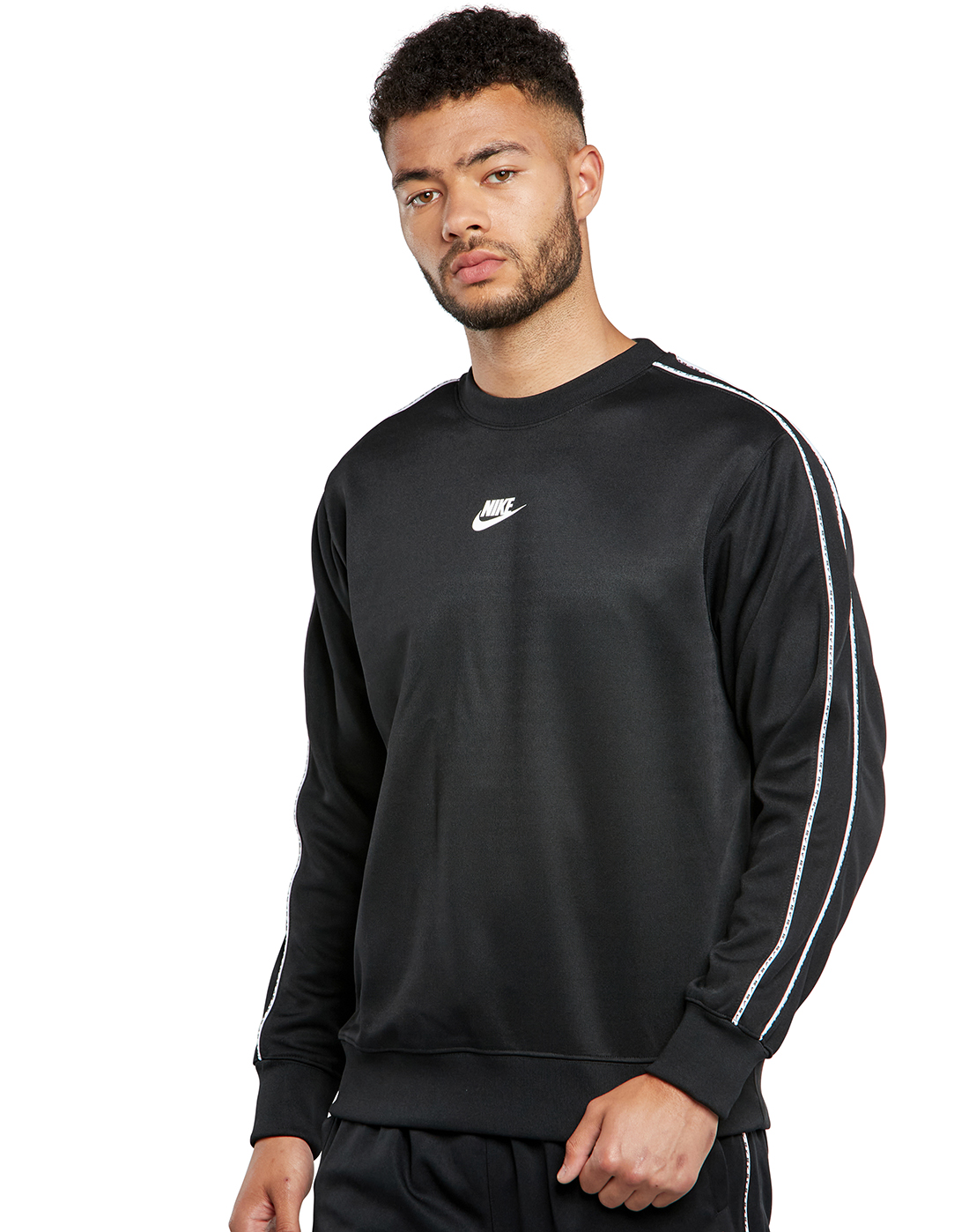 Nike Mens Repeat Crew Neck Sweatshirt - Black | Life Style Sports IE