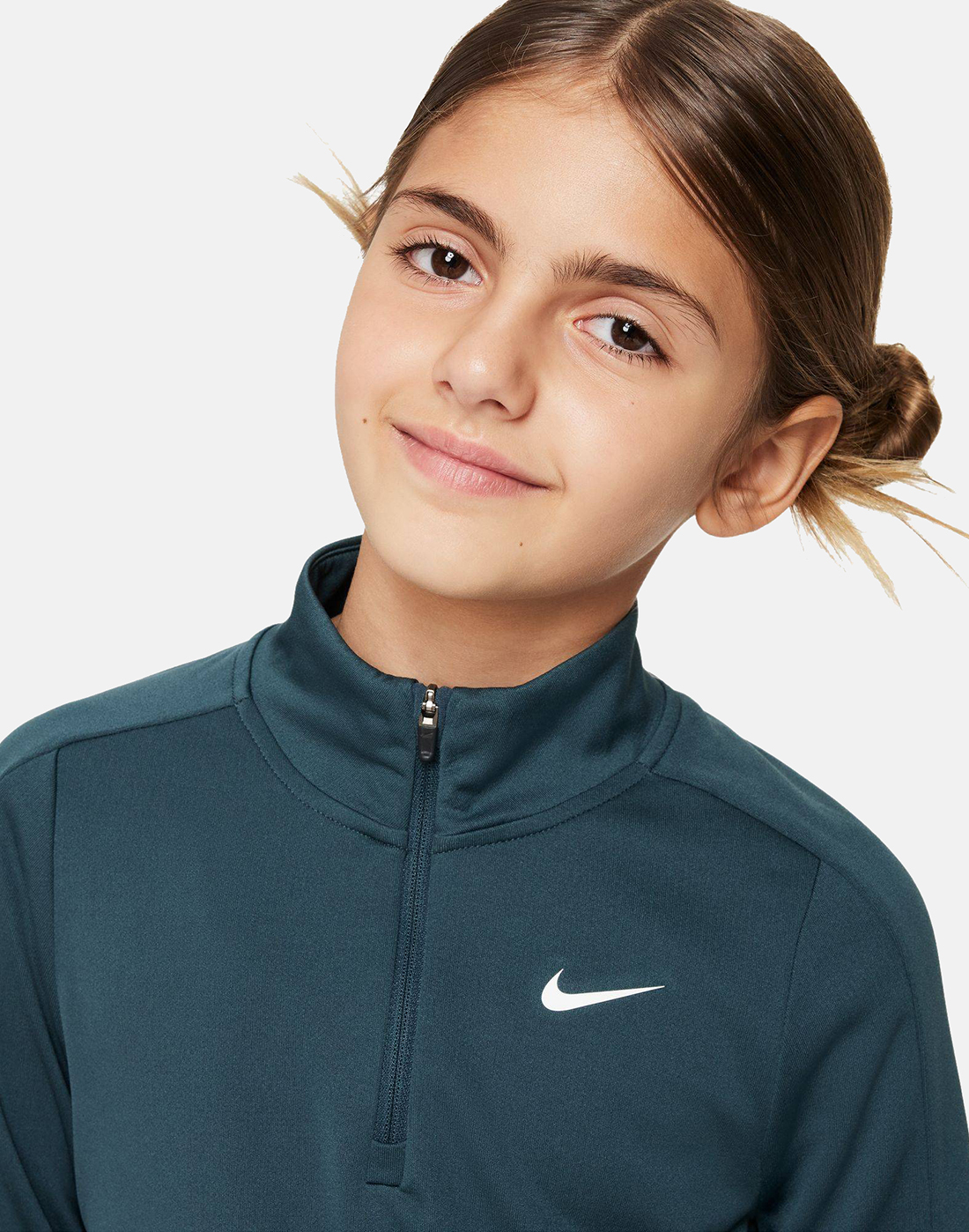 Nike Older Girls Dry-Fit Half Zip Top - Green | Life Style Sports IE