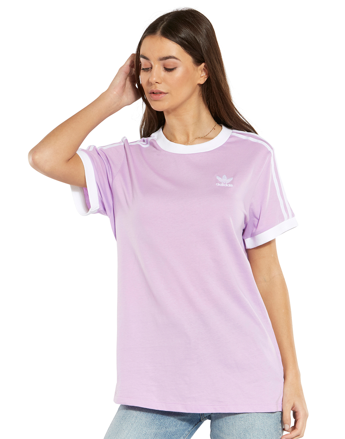 Women's Purple adidas Originals 3-Stripe T-Shirt | Life Style Sports
