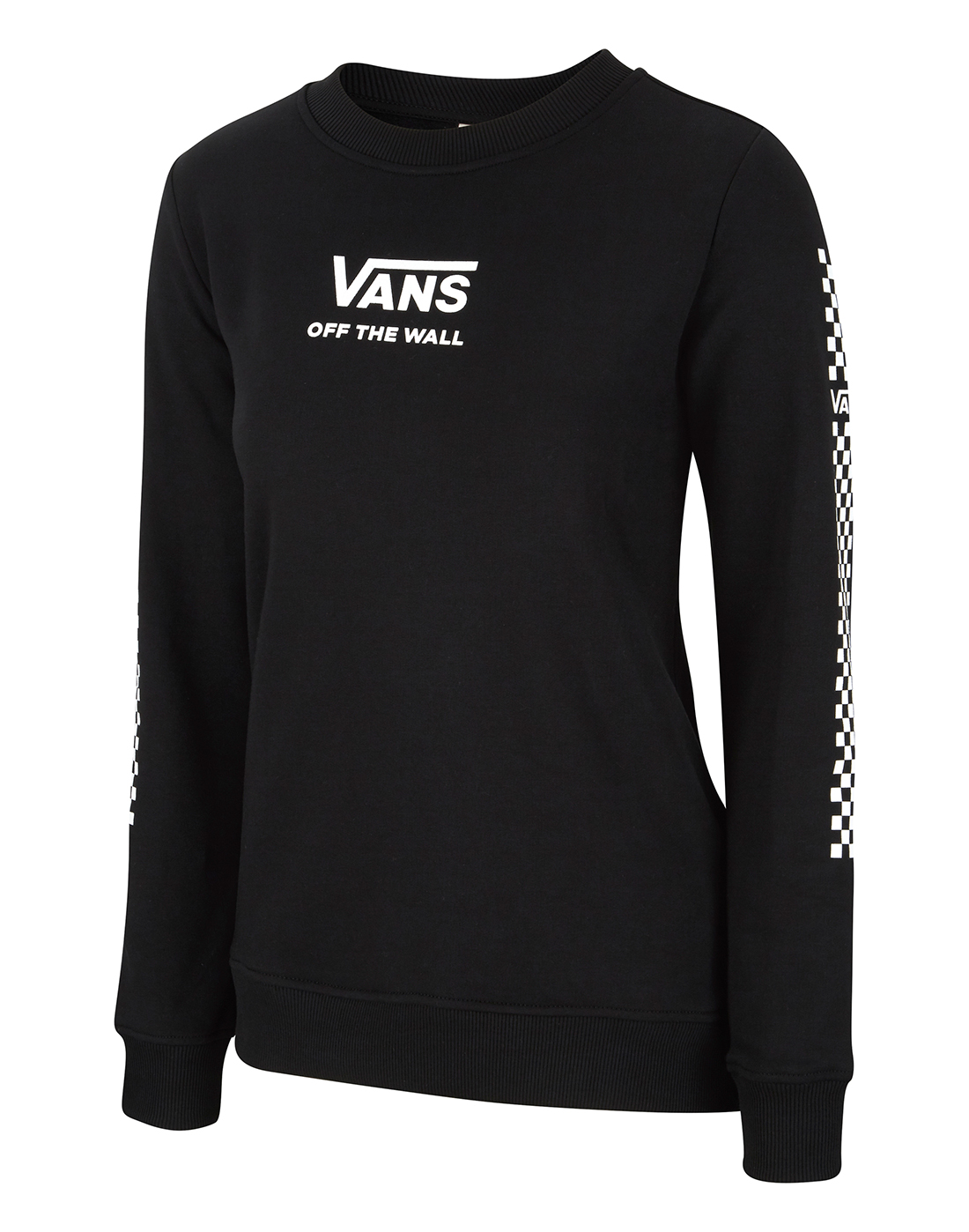 Vans Womens Check Crew Sweatshirt - Black | Life Style Sports IE