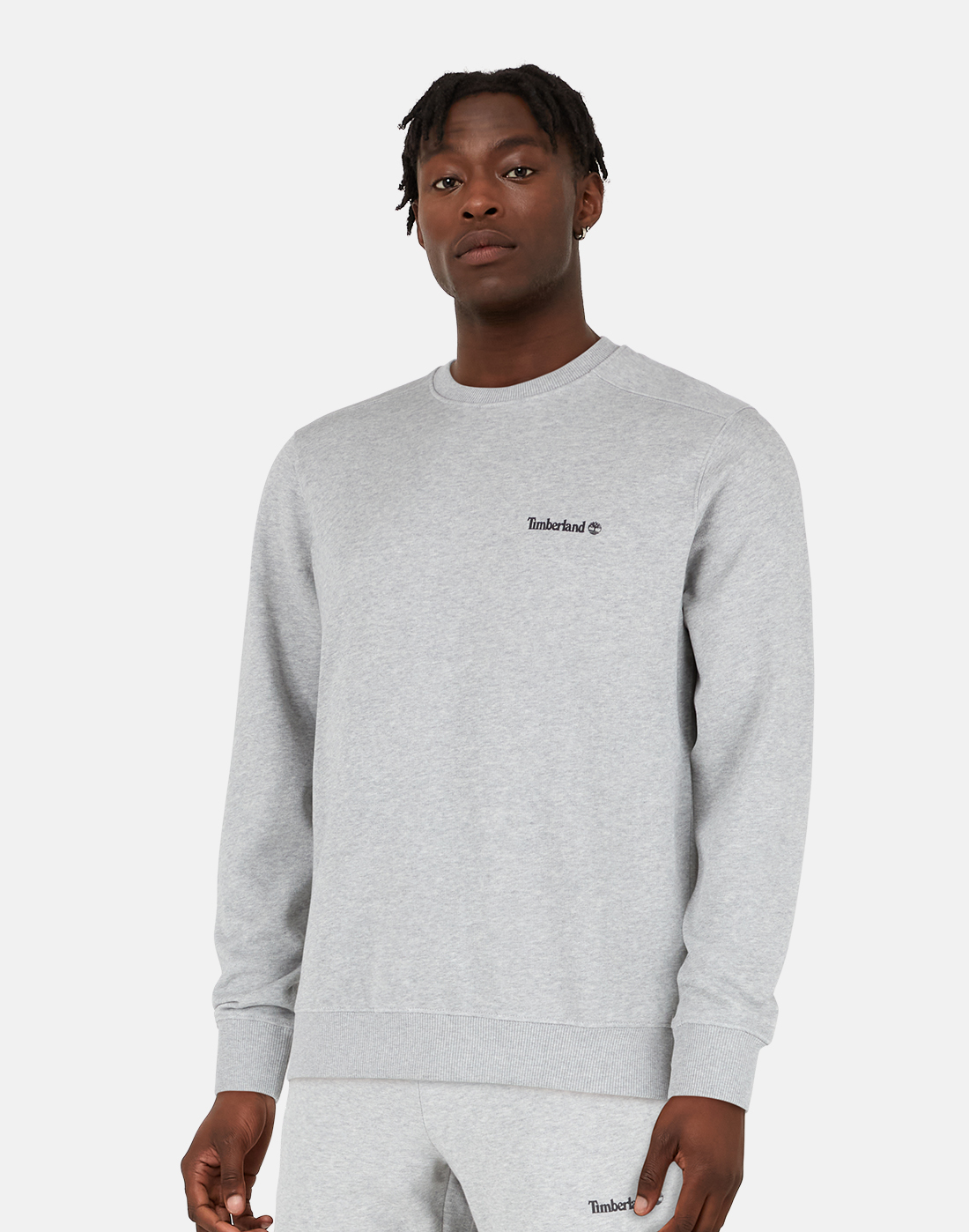 Timberland Mens Small Logo Crew Neck Sweatshirt - Grey | Life Style ...