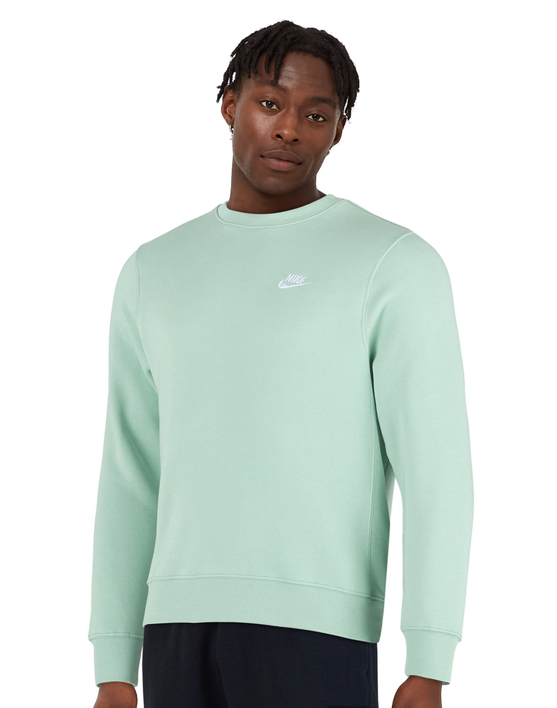 Nike Mens Club Fleece Crew Neck Sweatshirt - Green | Life Style Sports IE