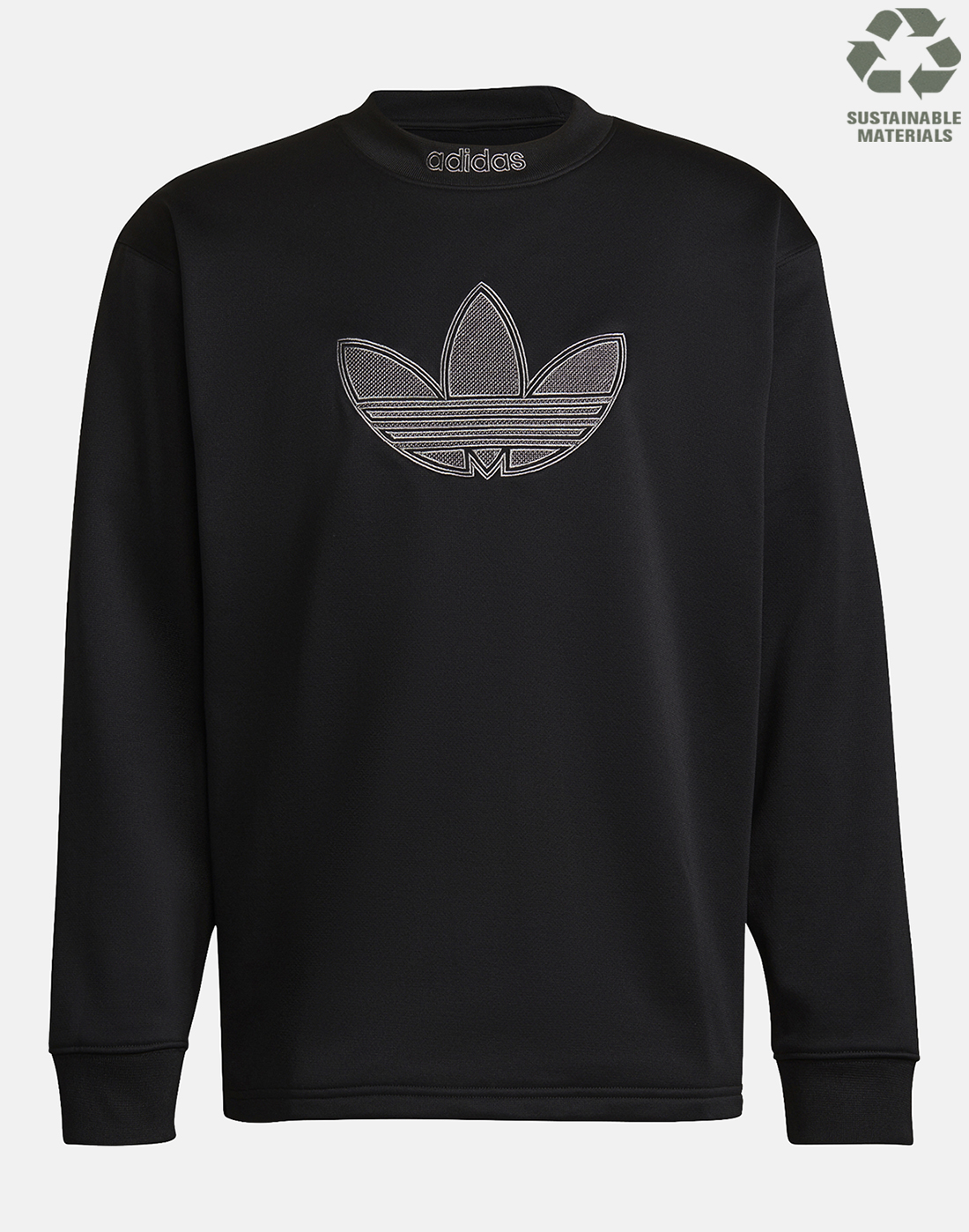 adidas Originals Mens Linear Logo Crew Neck Sweatshirt - Black | Life