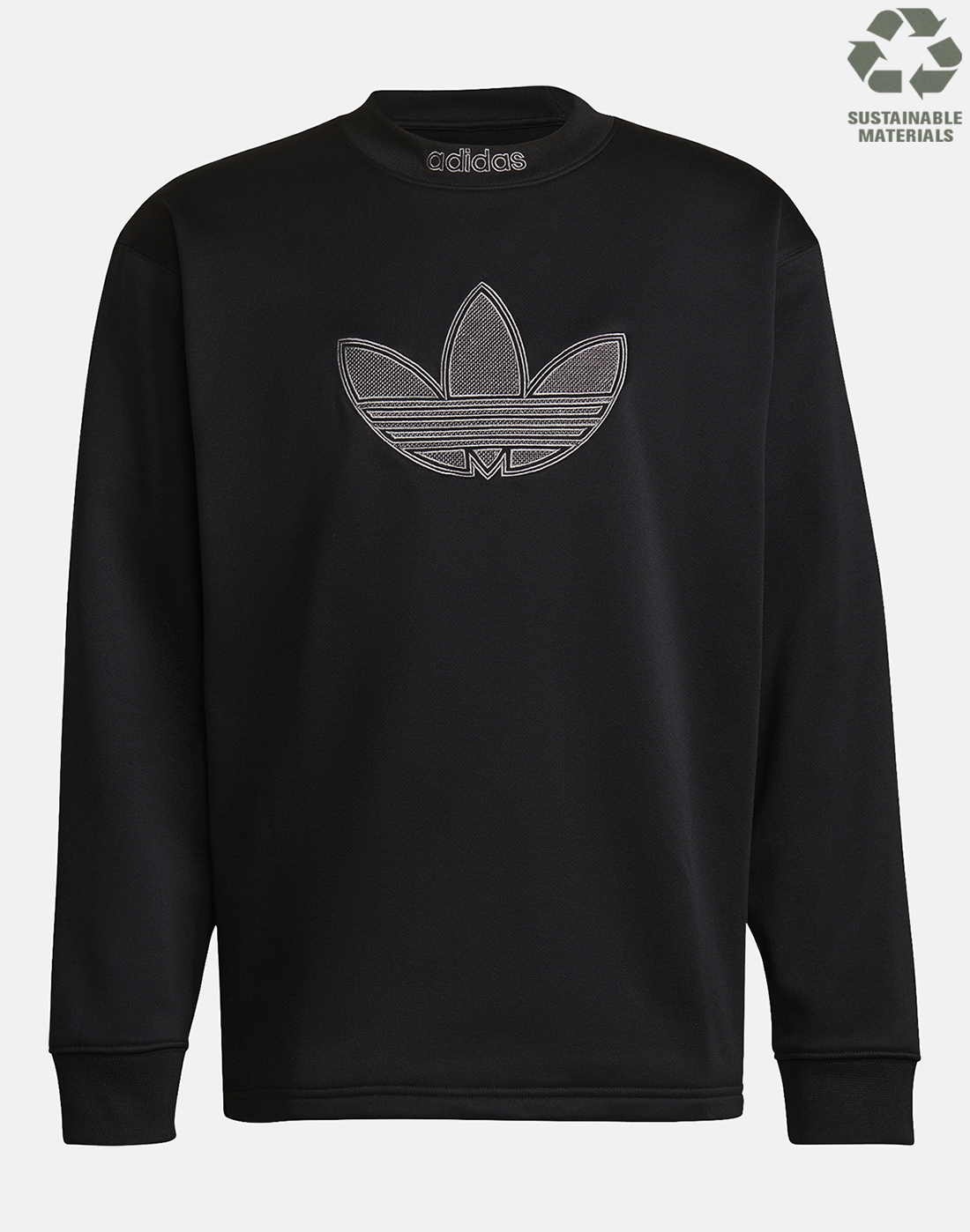 adidas Originals Mens Linear Logo Crew Neck Sweatshirt - Black | Life ...